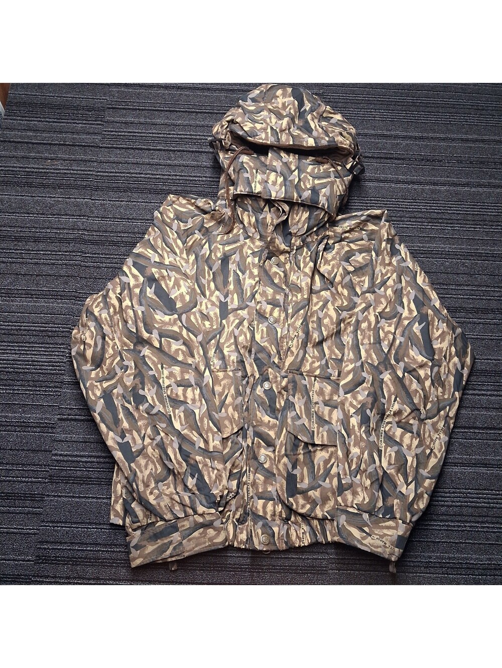 Vintage 1995 Columbia Camo Hunting Jacket Mens Large Hooded Full Zip 90s